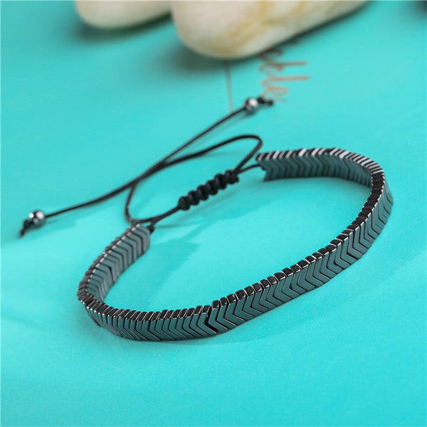 Black Iron Stone Flying Saucer Woven Three set of Bracelet