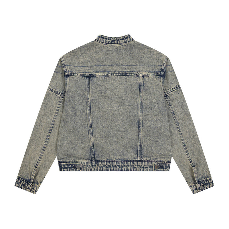 Short Denim Distressed Jacket Male