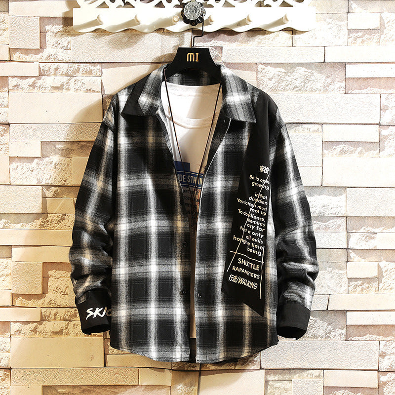 Plaid casual shirt jacket men