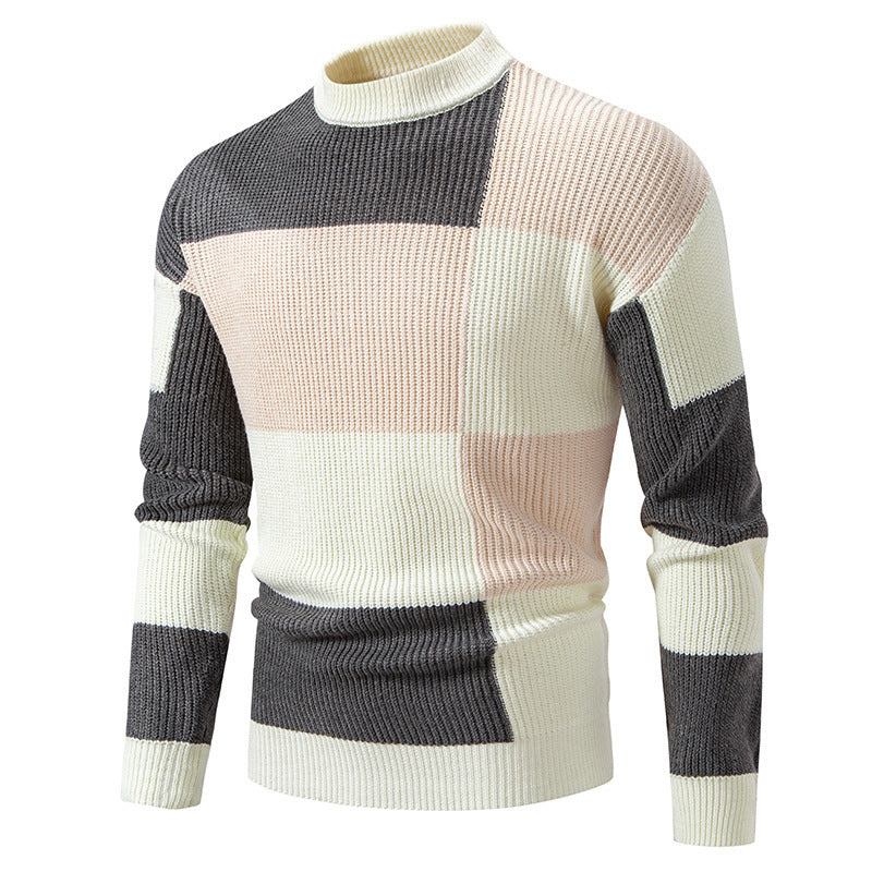 Men's Half Turtleneck Color Matching Casual sweater