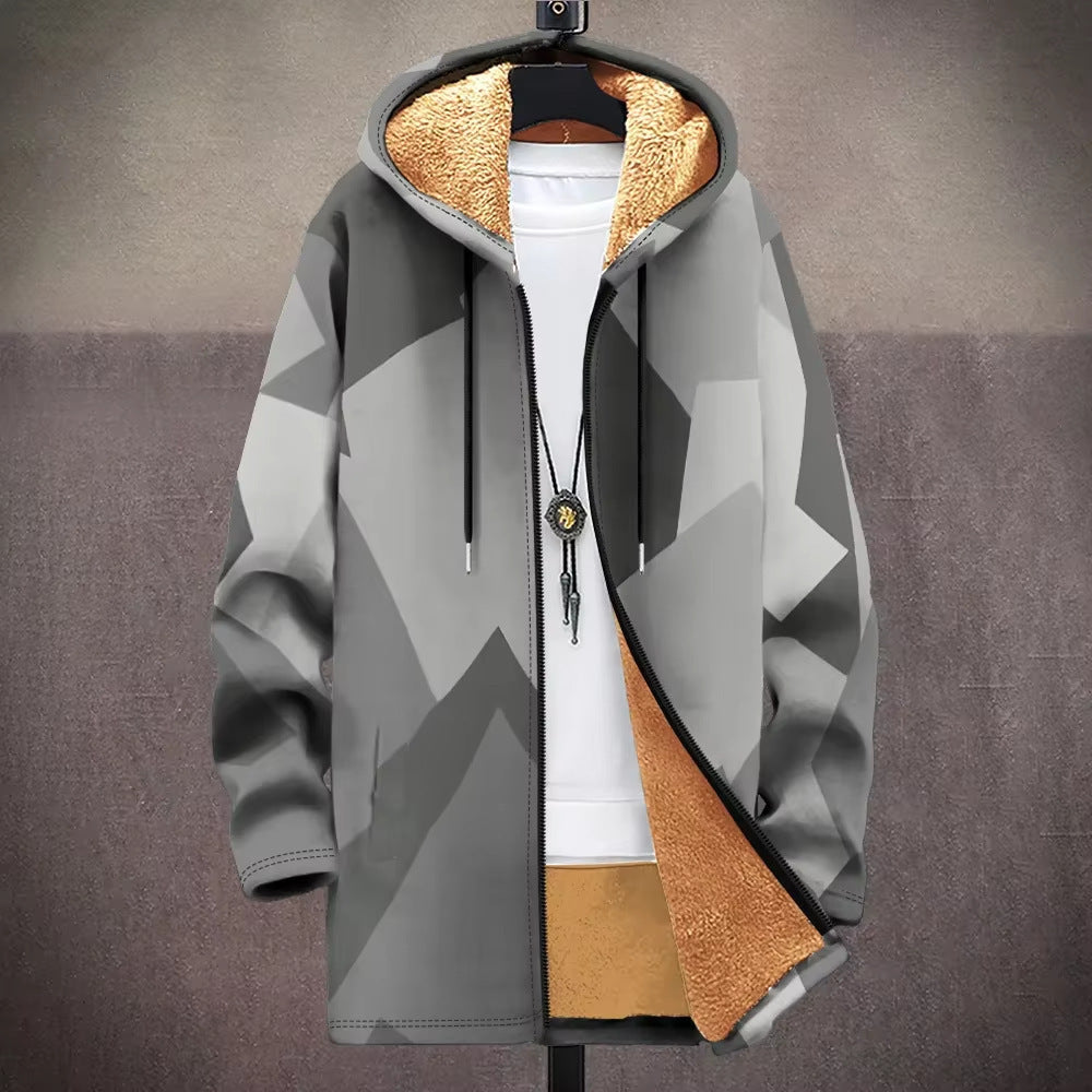 Digital Printed Cardigan Men's Mid-length Trench Coat