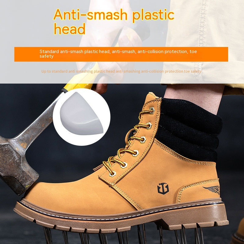Men's Casual High-top Anti-smashing And Anti-penetration Labor Protection Shoes