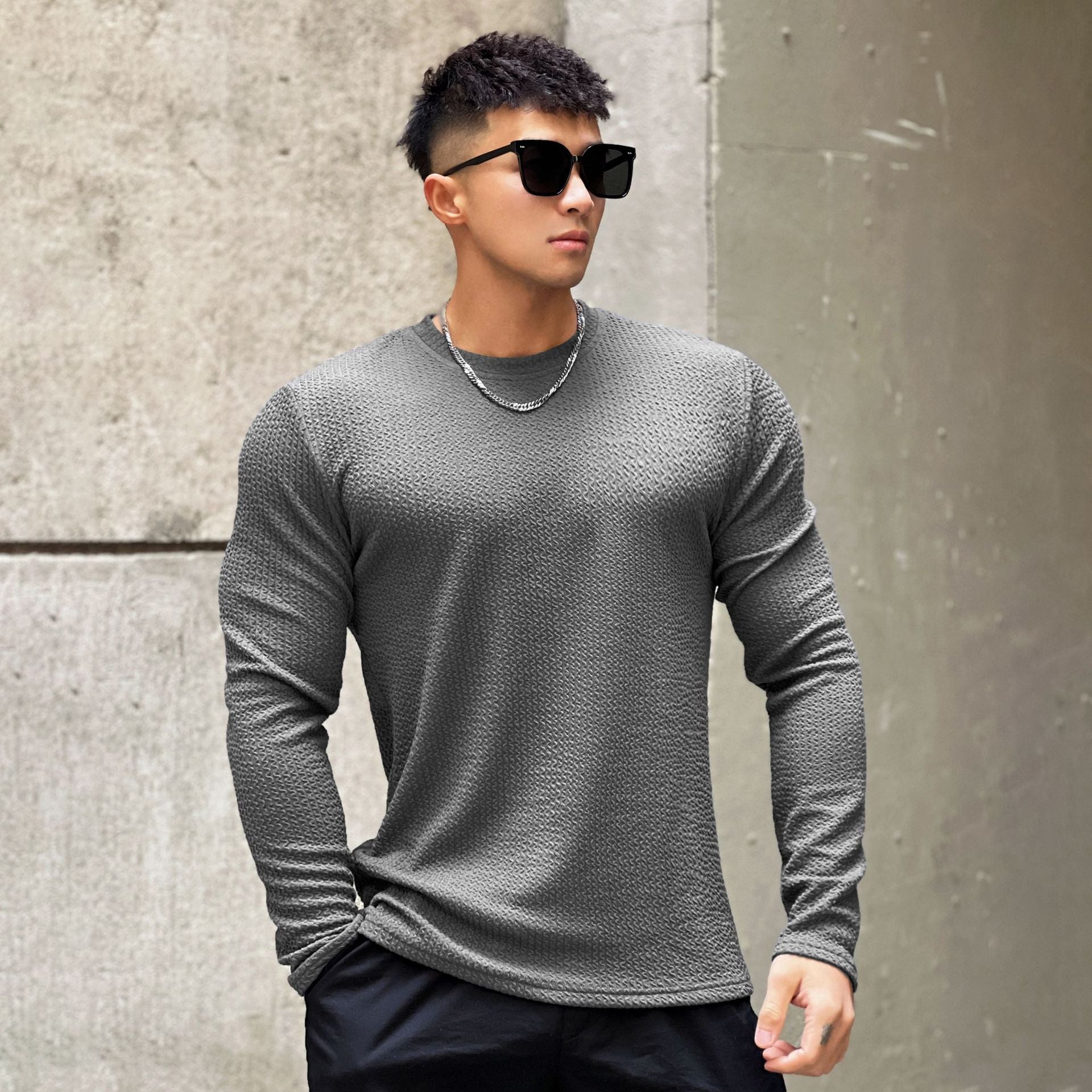 Men's Round Neck Pullover Long Sleeve Bottoming Shirt