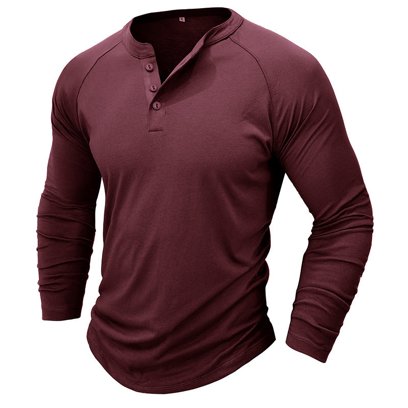 Men's Round Neck Henry Long Sleeve T-shirt