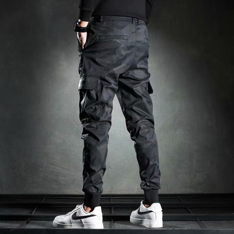 Camouflage Casual Slim-fit Elastic Waist Bungee pants