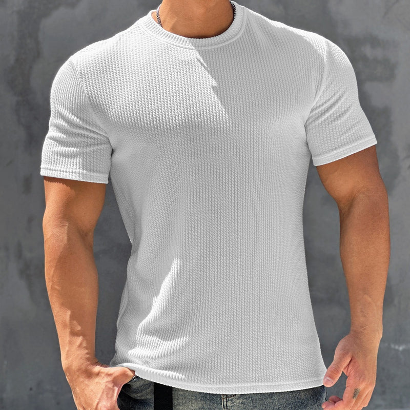 Camiseta de manga corta texturizada de secado rápido para hombre