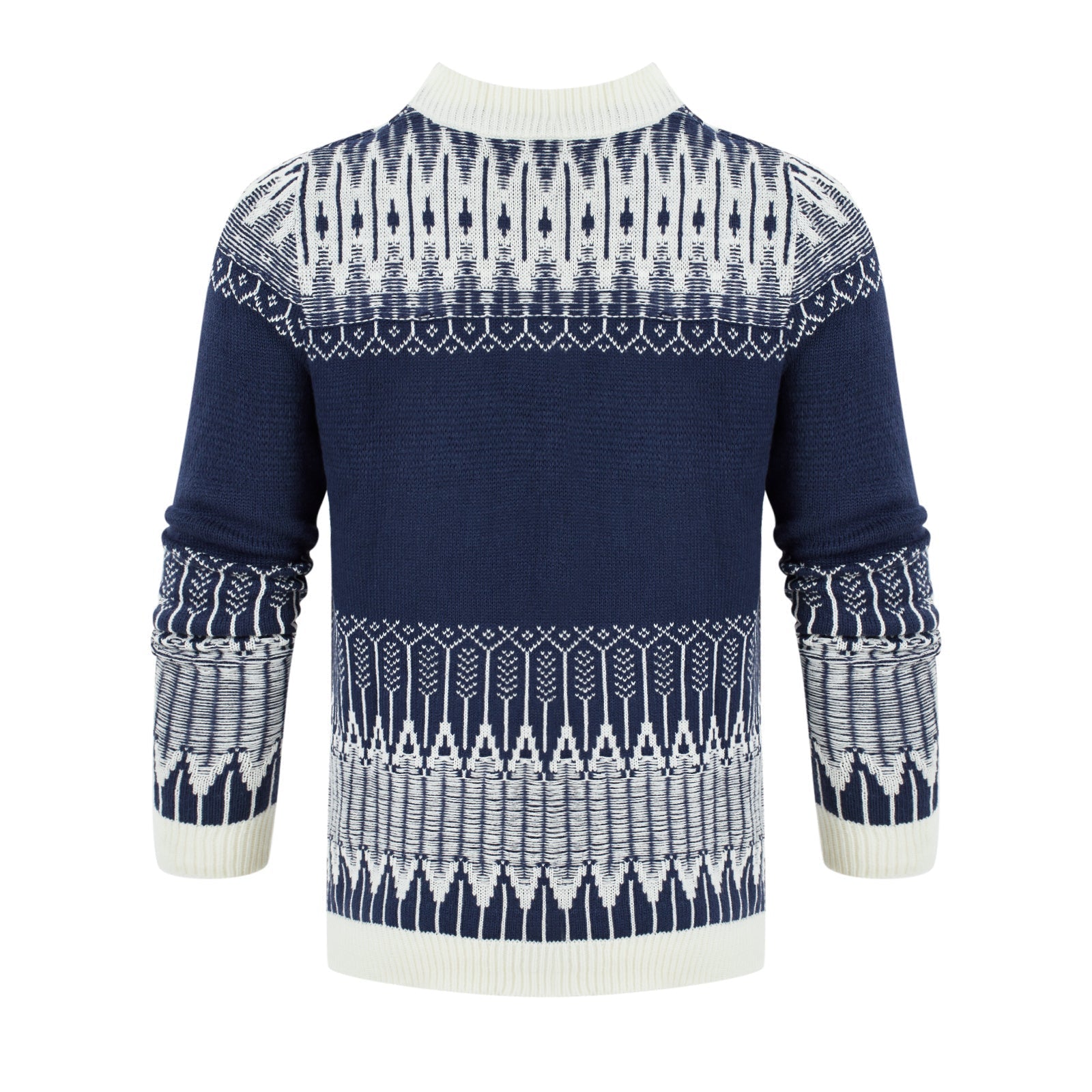 Maglione girocollo da uomo, unisex, a maniche lunghe, in maglia Fair Isle