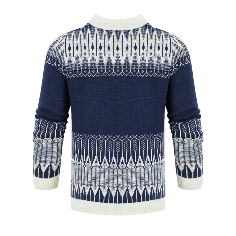 Men's Crewneck Pullover Sweater Unisex Fair Isle Long Sleeve Knitted Sweater