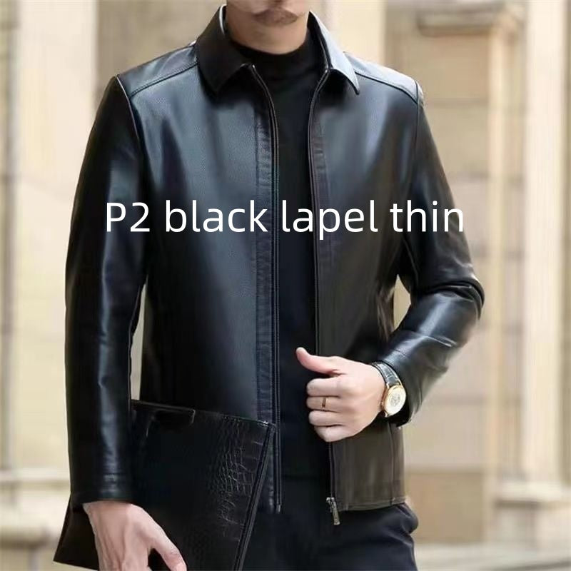 Stand Collar Fleece-lined leather jacket men