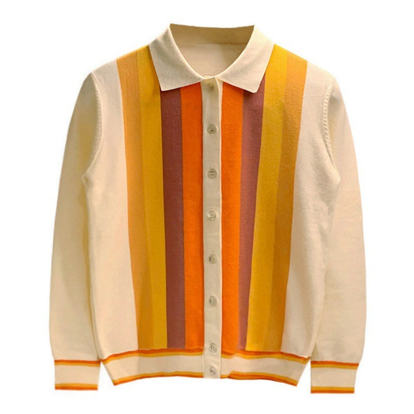 Striped Colorblock Sweater Coat Men