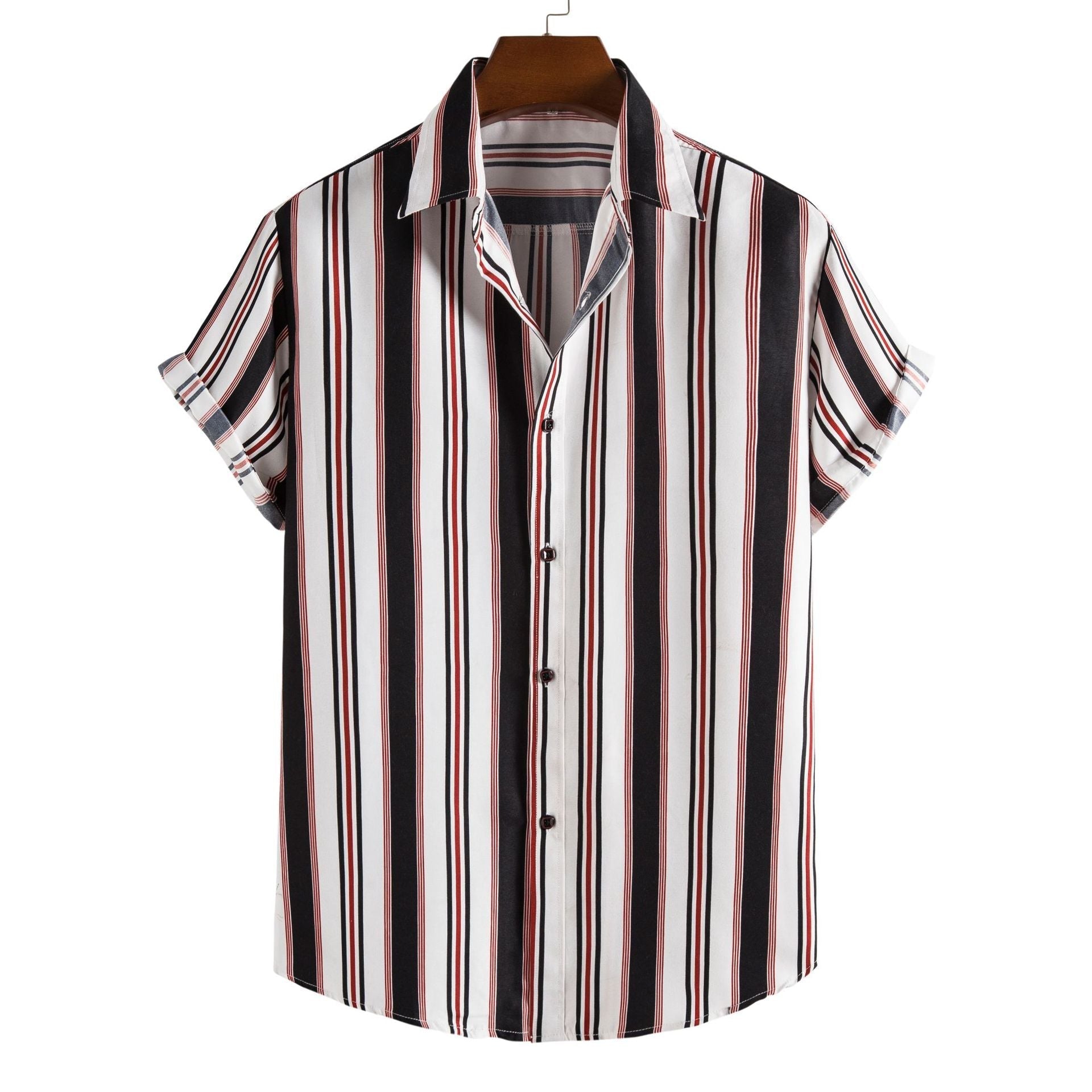 Men's Short Sleeve Casual Shirt Striped Printed Shirt