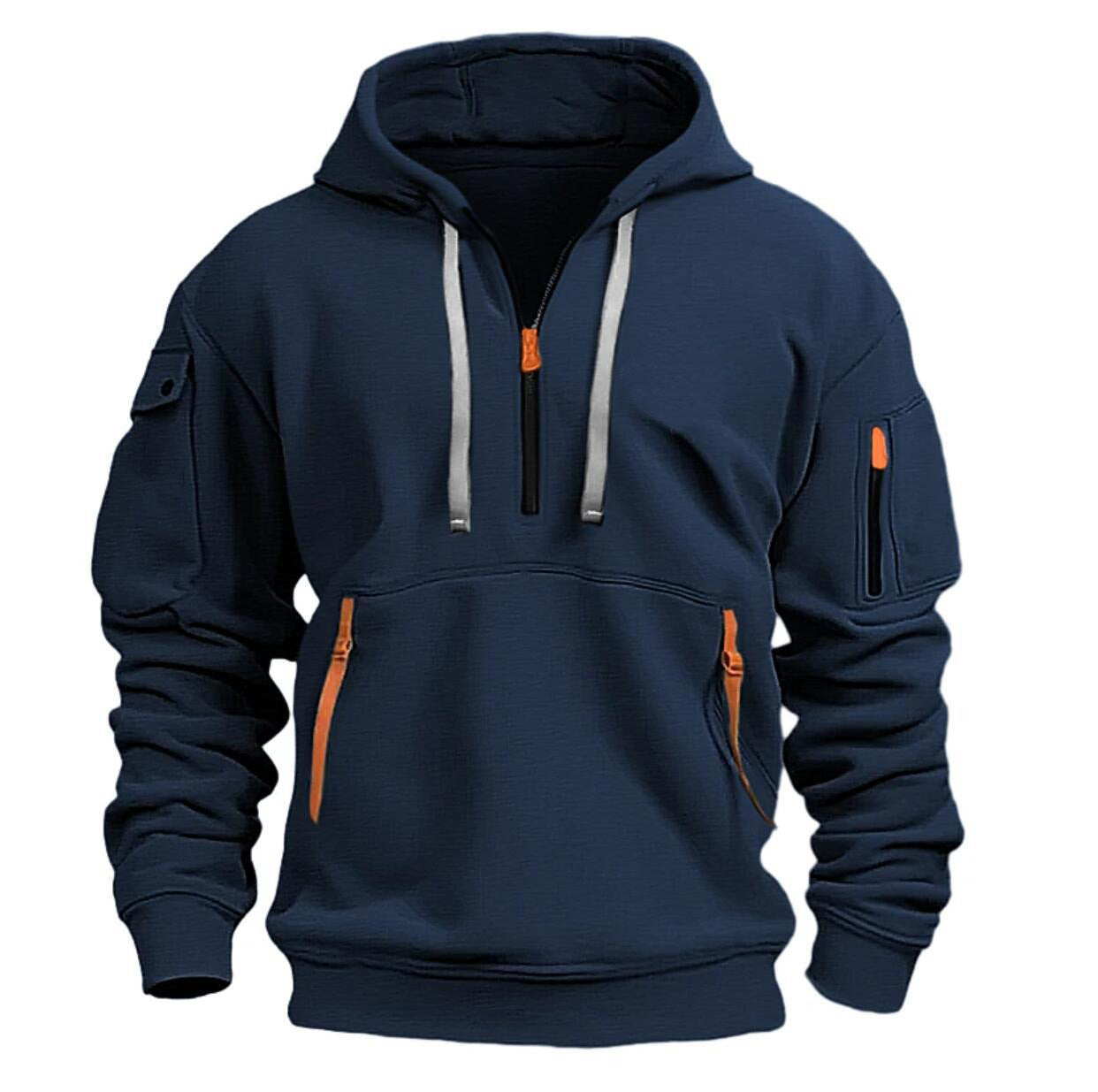 Zip Multi-pocket Pullover Sports Casual hoodie