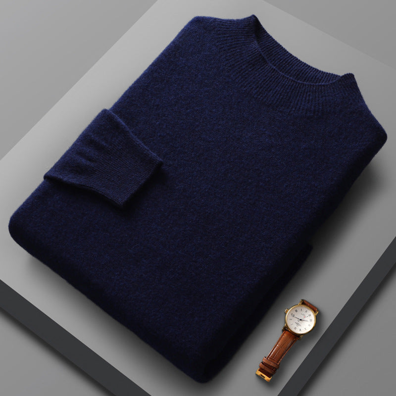 Maglione casual da uomo a collo alto caldo in cashmere di colore puro