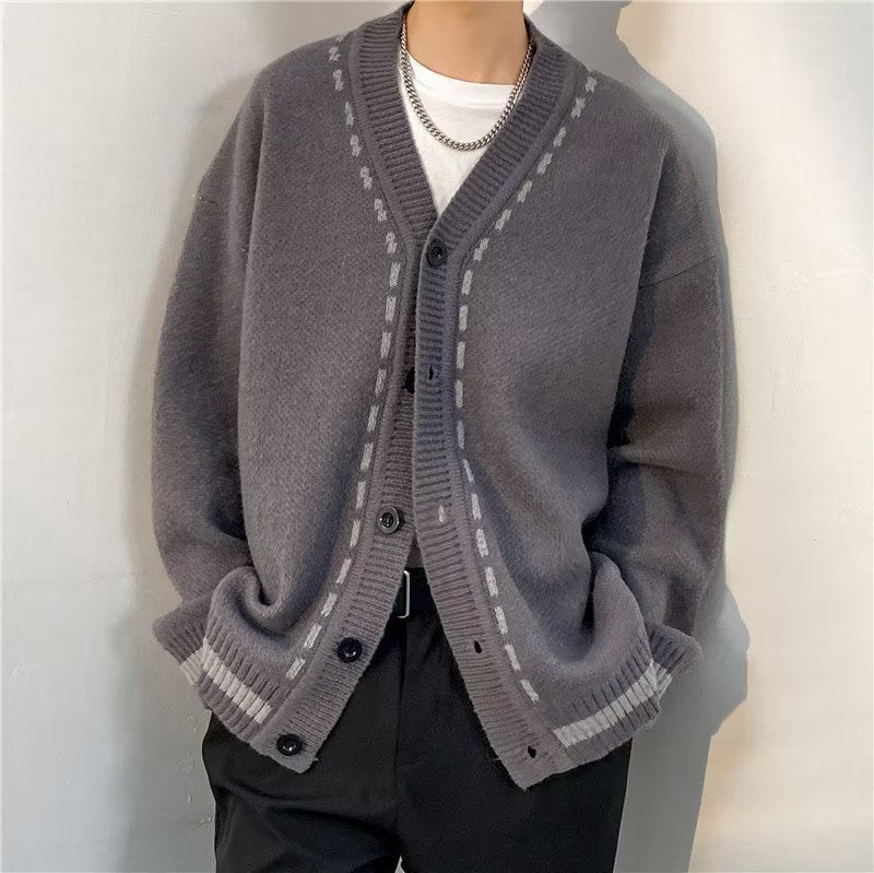 Maglione cardigan retrò a traliccio di diamanti Lazy Cappotto da uomo di alta qualità