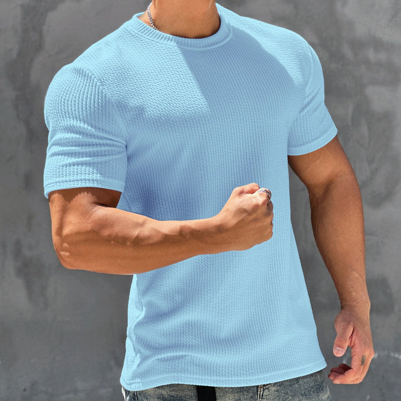 Camiseta de manga corta texturizada de secado rápido para hombre