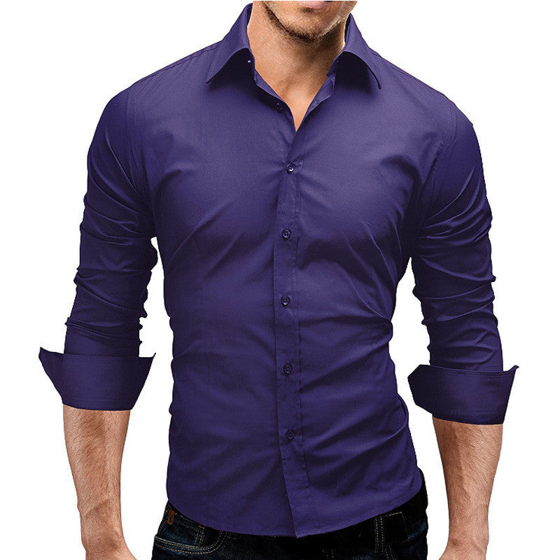 Men's Slim-fit Long-sleeved Simple Formal Shirt