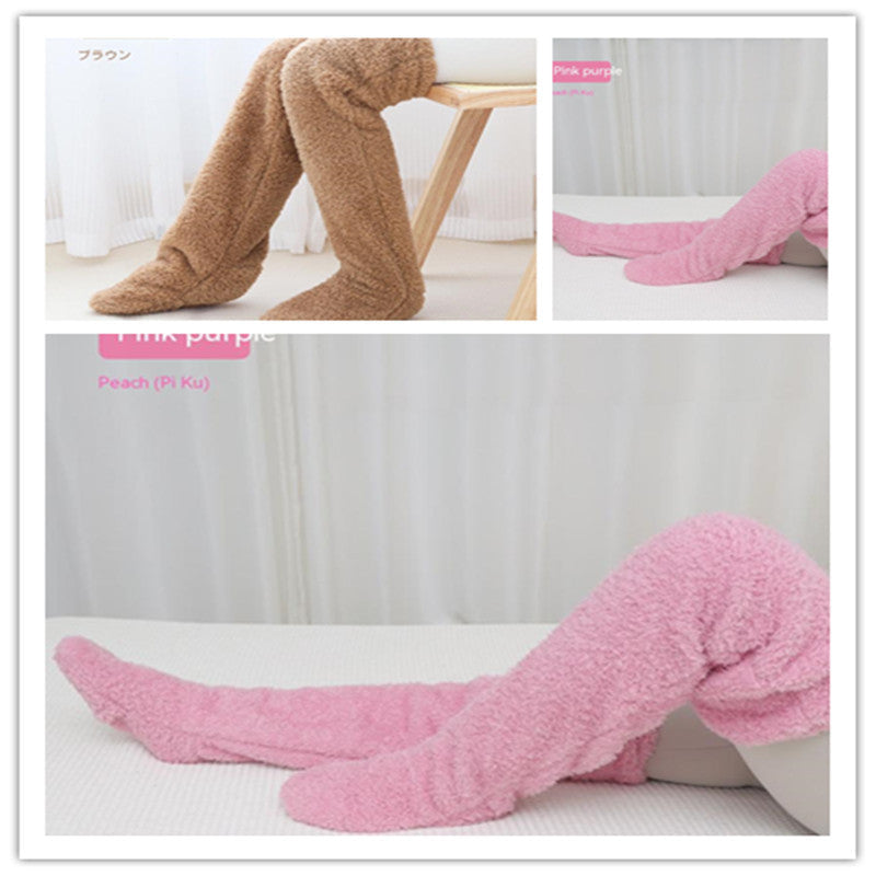 Over Knee High Fuzzy Long Socks Winter Warm Cold Leg Knee Joint Cold-proof Stockings