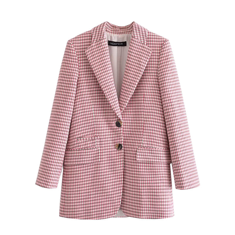 Fashion Houndstooth Casual Jacket set