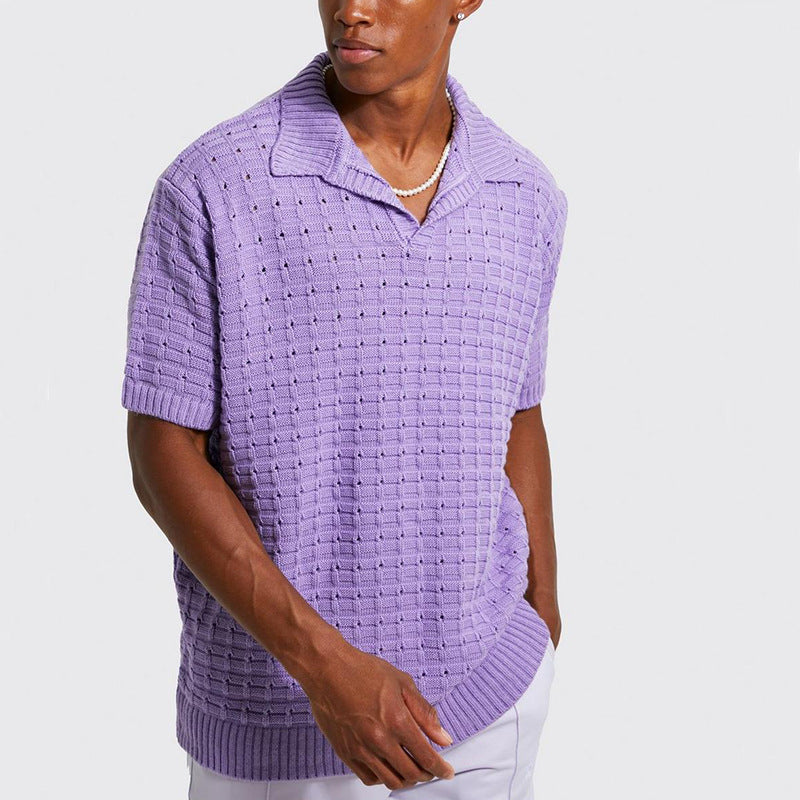 Men's Knitted Short Sleeved Casual polo shirt