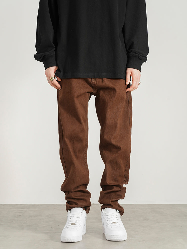 Men's Hip-hop Retro Brown Straight-leg Jeans