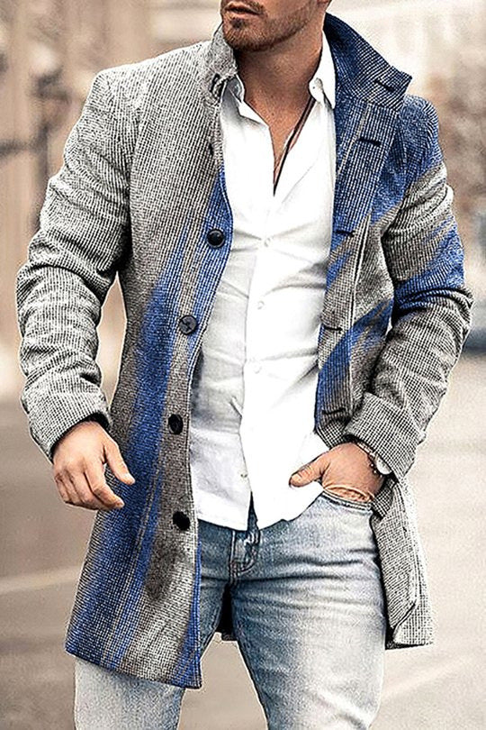 Men's Stand Collar Mid-length Trench Coat