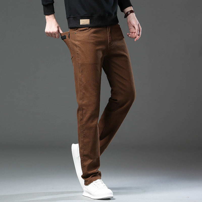 Men's straight slim fitting casual pants for work