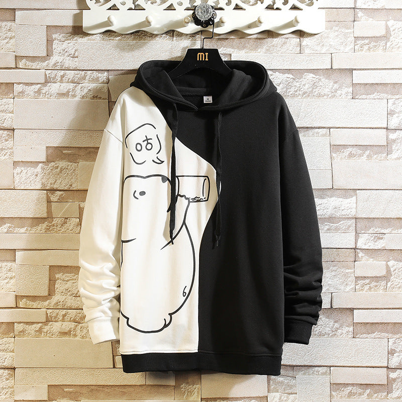 Men's Hoodie Color Matching Bear Hooded Jacket