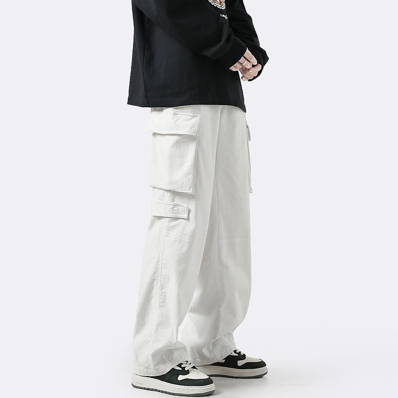 Men's Straight Loose Retro Multi-pocket Casual Trousers