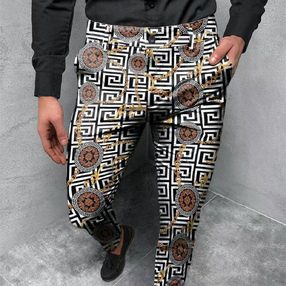 Printed Mid Rise Straight Leg Pants