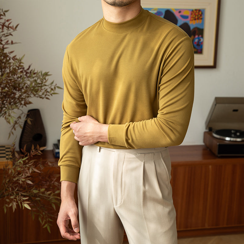 Semi-turtleneck sweater With Lyocell