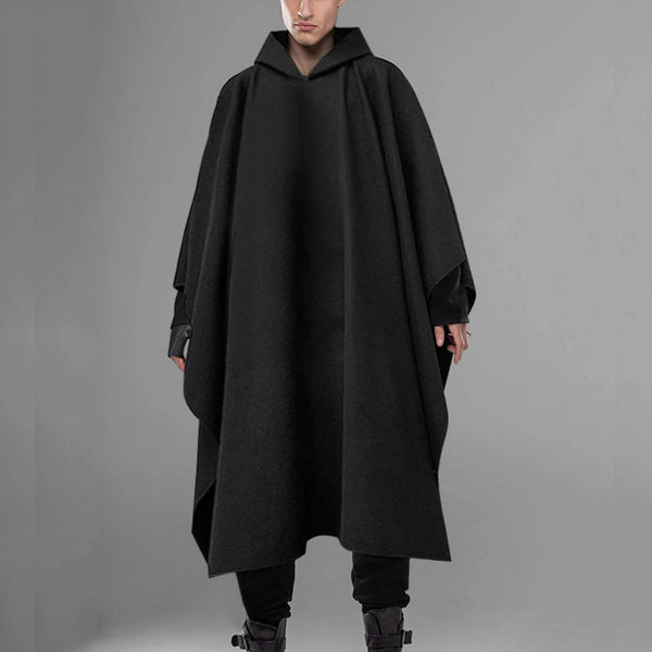 Men Cloak Coats Hooded Solid Loose Streetwear Punk