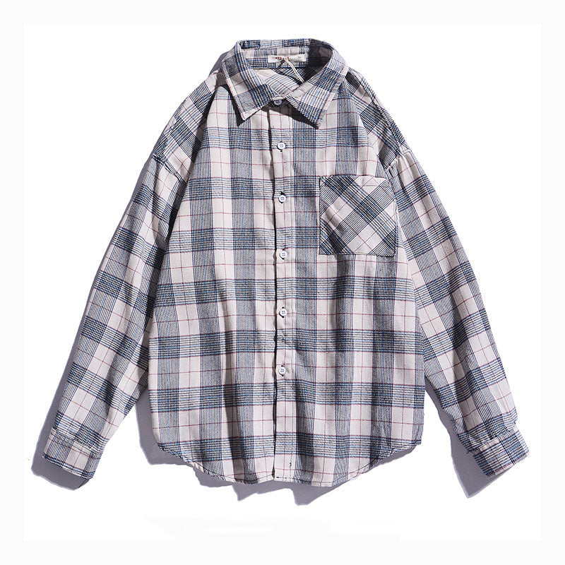 New Long Sleeve Plaid Shirt Men