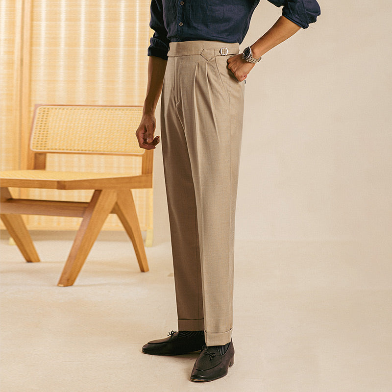 Torino Double Pleated Straight Fit Trousers