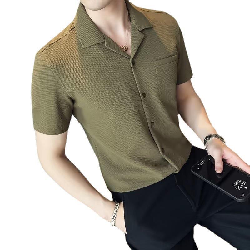 Camisa elegante casual de manga corta para hombre