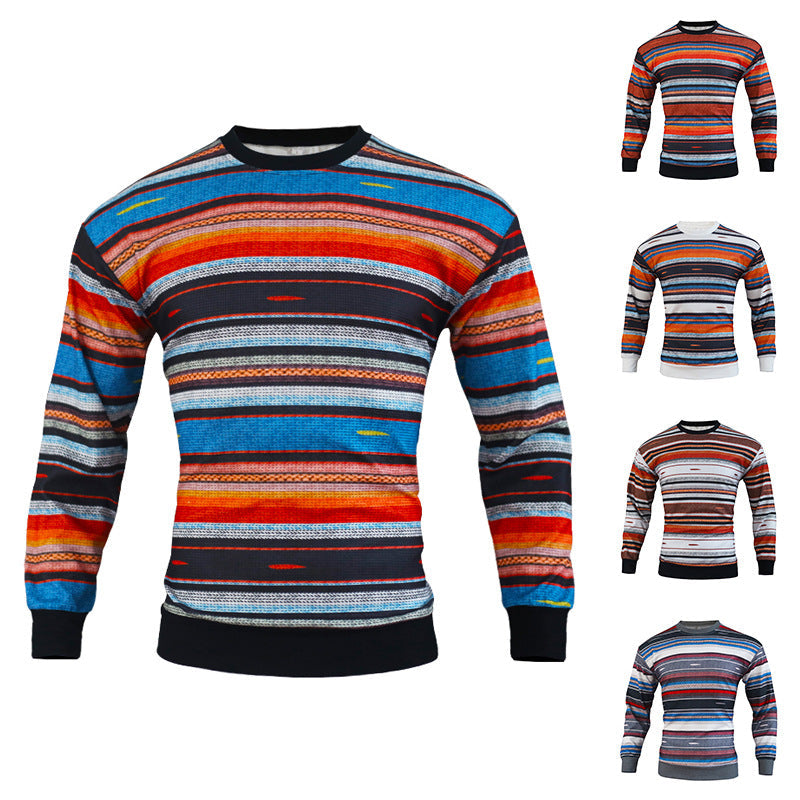 Maglione casual versatile a righe waffle da uomo