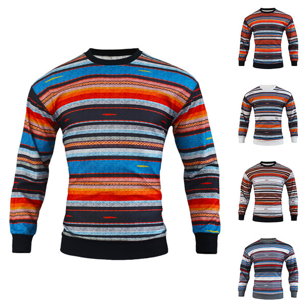 Men's Waffle Stripe Versatile Casual Bottomed Sweater