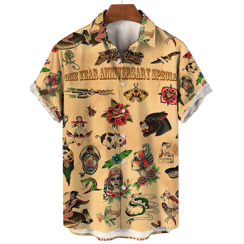 Men's Printing Hawaii Short Sleeve Polo Collar shirt