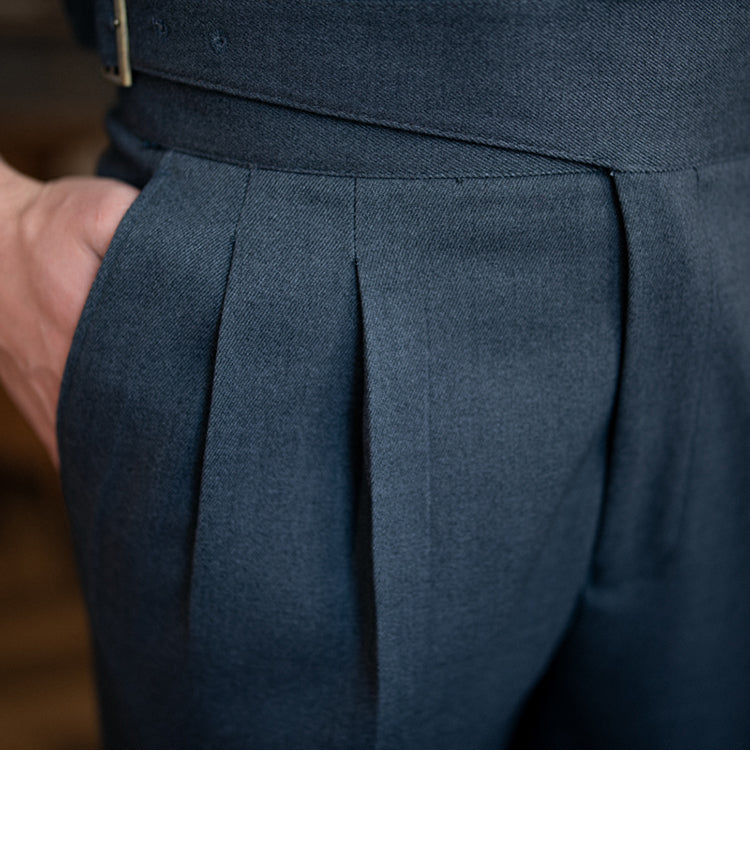 Pantalones rectos informales de cintura alta para hombre