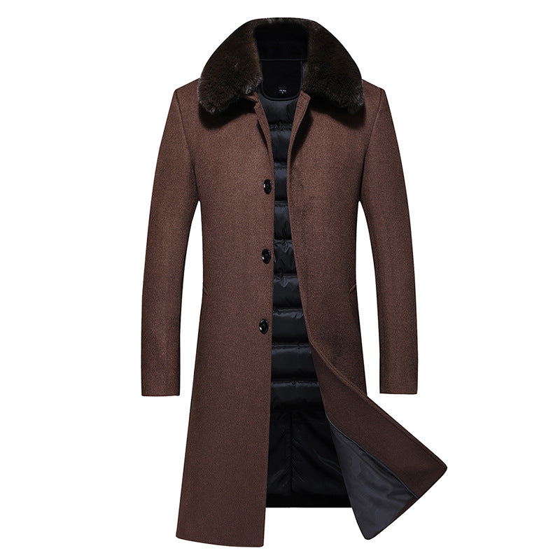 Men's Long Down Woolen trench Coat