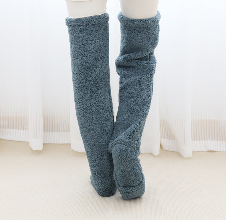 Over Knee High Fuzzy Long Socks Winter Warm Cold Leg Knee Joint Cold-proof Stockings