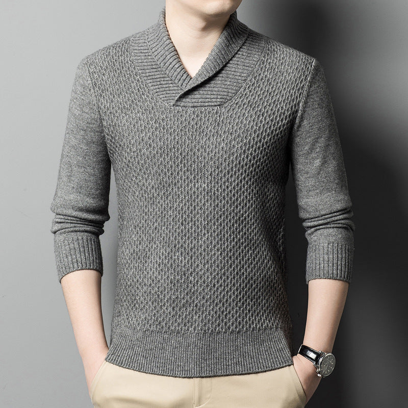 Men's Jacquard Knitted Thickened Warm Coarse Yarn Bottoming Sweater