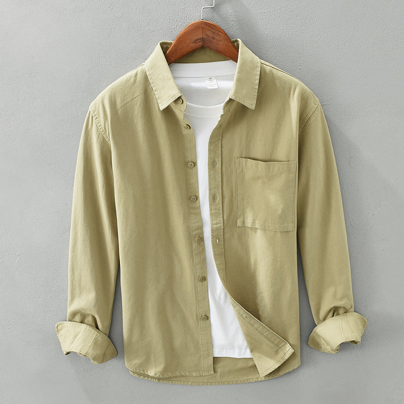 Long-Sleeved Lapel Shirt With Pockets