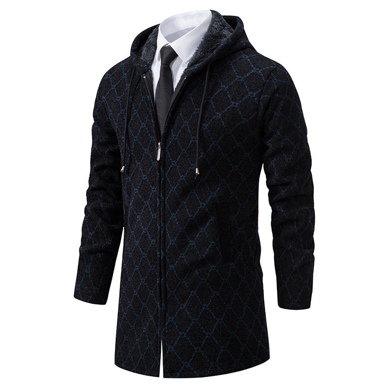 Men's Mid-length Sweater Hooded Coat