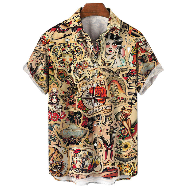 Men's Printing Hawaii Short Sleeve Polo Collar shirt