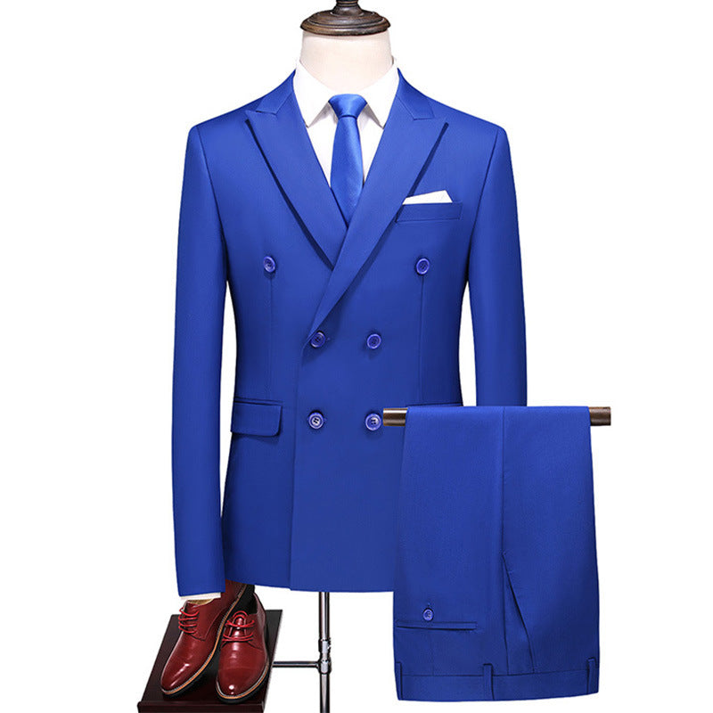 Male Host Two-piece Large Size Solid Color Suit