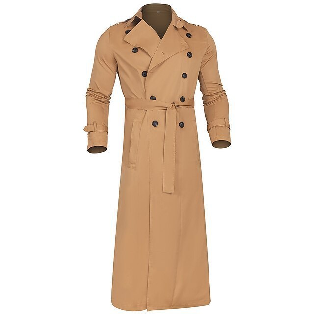 Large Lapel Double Breasted Belt Long Trench Coat