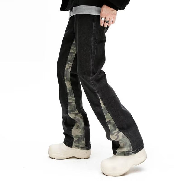 Men's High Street Design Stitching Camouflage Jeans