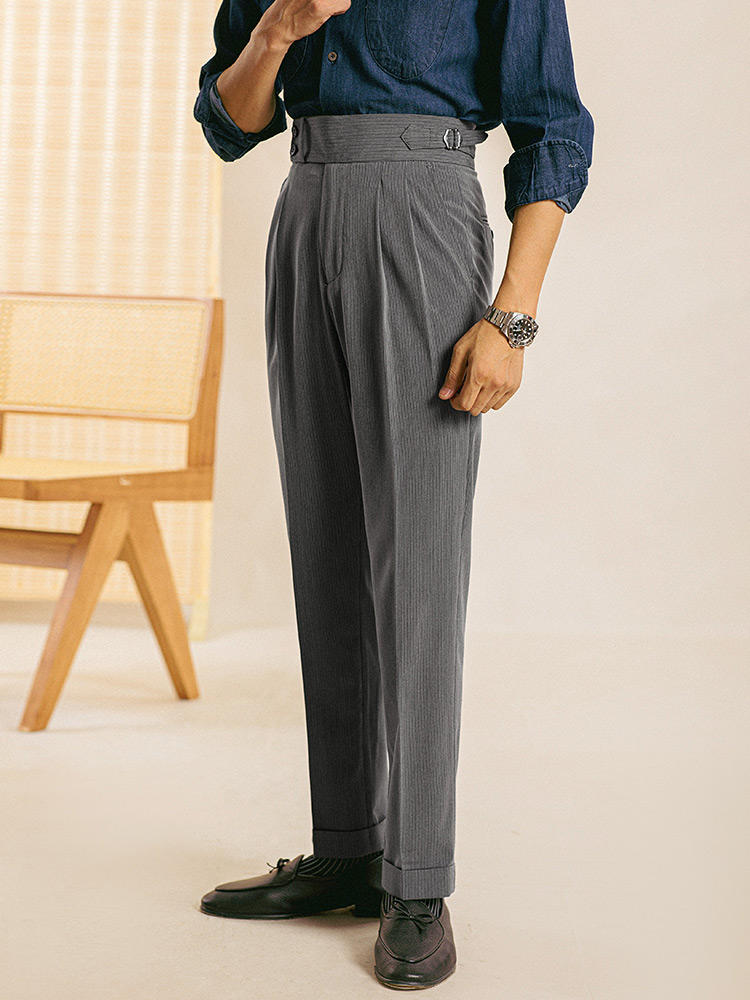 Paris Double Pleated Straight Fit Trousers