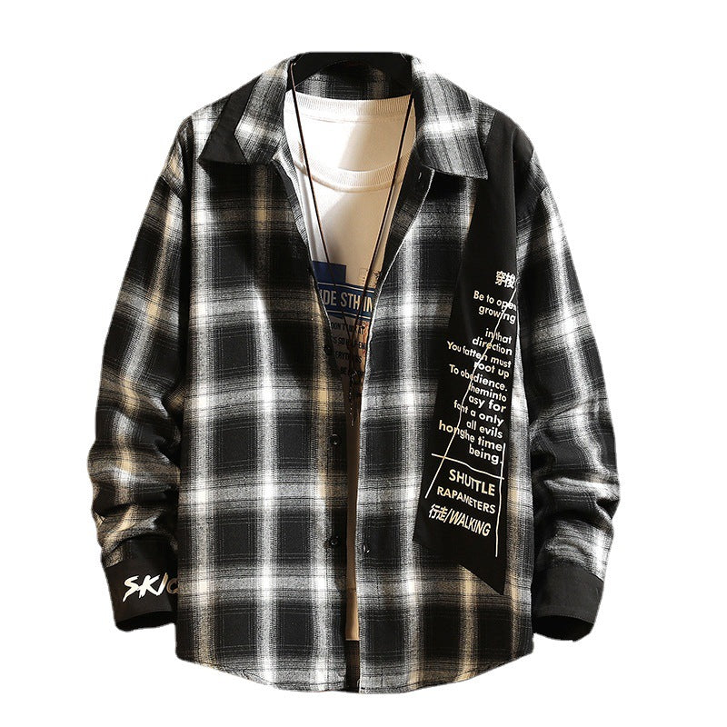 Plaid casual shirt jacket men