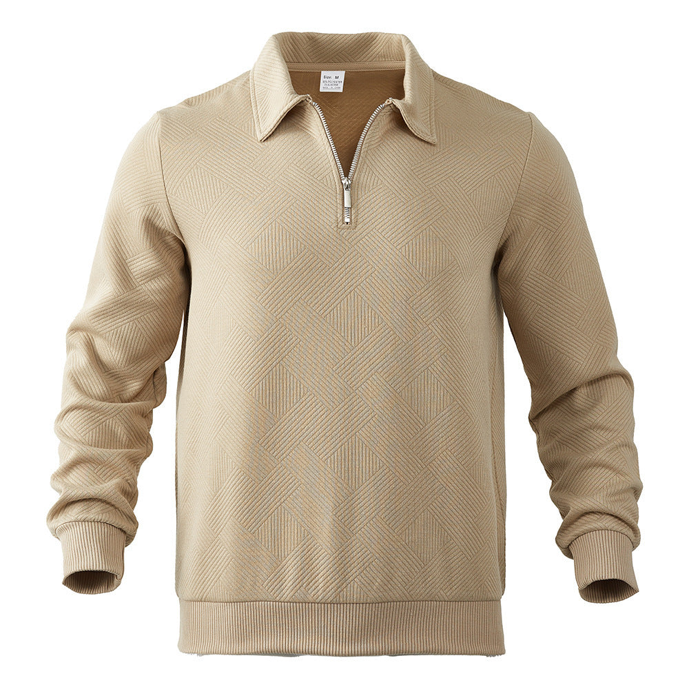 Maglione cardigan mezzo con risvolto jacquard da uomo